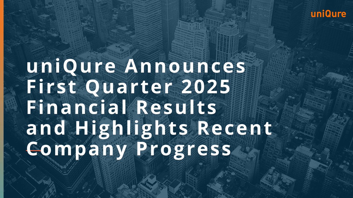 Today we reported our financial results for the first quarter of 2025 and highlighted recent progress across our business, including initial safety data from the third cohort of the Phase I/II study of AMT-130 in #huntingtonsdisease.  uniqure.gcs-web.com/news-releases/…
