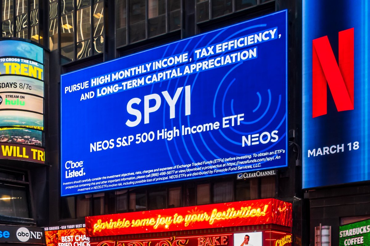 We’re thrilled to have teamed up with <a href="/CBOE/">Cboe</a> to spotlight the NEOS S&amp;P 500 High Income ETF (SPYI) in the heart of New York City. Thank you to Cboe for the incredible opportunity! #CboeListed 

Learn more about SPYI at neosfunds.com/spyi/