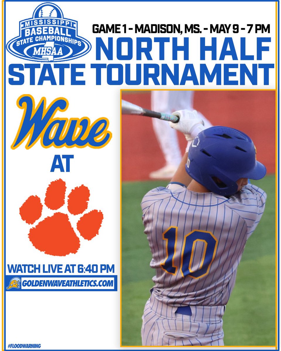 🌊 𝐍𝐨𝐫𝐭𝐡 𝐇𝐚𝐥𝐟 𝐎𝐩𝐞𝐧𝐞𝐫. #𝐆𝐨𝐖𝐚𝐯𝐞
🆚 #1 Madison Central
🕰️ 7 p.m. | Broadcast at 6:40 p.m. 
📍 Madison, MS
🎟️ linktr.ee/tupeloathletics
📺 goldenwaveathletics.com (Blue)
↪️ Tupelo App on Roku, Apple TV + Firestick