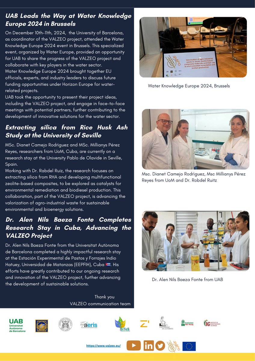 🚨 Hot off the press! #VALZEO Newsletter No. 4 (May 2025) is out now! 💧🌿
Catch up on:
✔️ M24 Progress Meeting
✔️ Silica &amp; water treatment research
✔️ Key events &amp; international secondments
🔗 valzeo.eu/wp-content/upl…
#HorizonEurope #MSCA #CircularEconomy #WaterInnovation