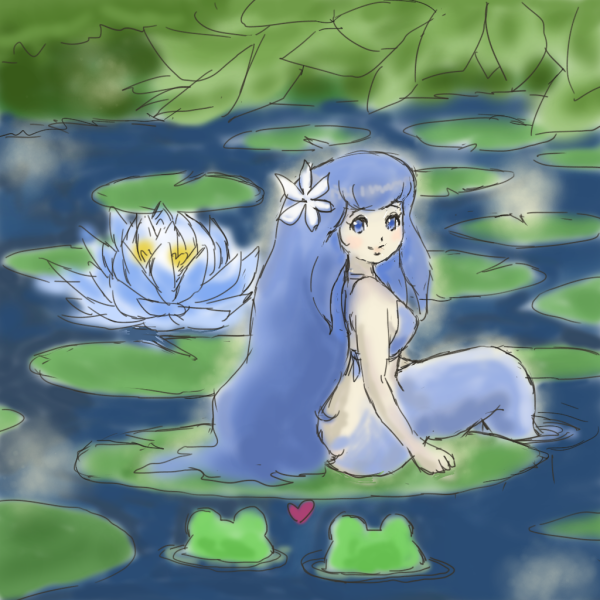「宵闇沼のちいさな人魚 」|とろろ（星尾 登路郎）＠昭和の古狸のイラスト