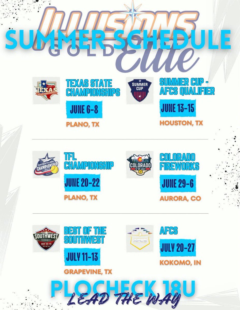 Ava Klinefelter 2026 (@avaklinefelter3) on Twitter photo UPDATED schedule! Come watch <a href="/ig_plocheck/">Illusions Gold Elite Plocheck</a> play some ball this summer!
<a href="/PlocheckRobert/">Robert Plocheck</a> <a href="/IGCoachHickman/">Jacob Hickman</a> <a href="/KParkSoftball/">Kingwood Park Softball</a> <a href="/CoachGregoryKP/">Coach Lacy Gregory</a> <a href="/CoachGregory_/">Coach Greg</a> <a href="/GerryGlasco/">Gerry Glasco</a> <a href="/CoachVeach/">Hunter Veach</a> <a href="/sfa_softball/">SFA Softball</a> <a href="/coachkoons/">Jo Koons</a> <a href="/TKrobetzky/">Tyler Krobetzky</a> <a href="/la_techSBCoachT/">Taylor Josh</a> <a href="/paytonfoster5/">Payton Foster</a> <a href="/AxeEmJackson/">Coach Jackson</a> <a href="/CoachJaegersSFA/">Melanie Jaegers</a> UPDATED schedule! Come watch <a href="/ig_plocheck/">Illusions Gold Elite Plocheck</a> play some ball this summer!
<a href="/PlocheckRobert/">Robert Plocheck</a> <a href="/IGCoachHickman/">Jacob Hickman</a> <a href="/KParkSoftball/">Kingwood Park Softball</a> <a href="/CoachGregoryKP/">Coach Lacy Gregory</a> <a href="/CoachGregory_/">Coach Greg</a> <a href="/GerryGlasco/">Gerry Glasco</a> <a href="/CoachVeach/">Hunter Veach</a> <a href="/sfa_softball/">SFA Softball</a> <a href="/coachkoons/">Jo Koons</a> <a href="/TKrobetzky/">Tyler Krobetzky</a> <a href="/la_techSBCoachT/">Taylor Josh</a> <a href="/paytonfoster5/">Payton Foster</a> <a href="/AxeEmJackson/">Coach Jackson</a> <a href="/CoachJaegersSFA/">Melanie Jaegers</a>