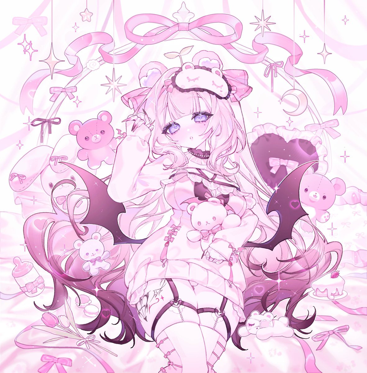 "im tired.. wont you take a nap with me?" 🎀✨
~~ 
absolutely gorgeous comm i got from #0a00n00 💞💗 !!!! i adore their work so much please give them some love ✨