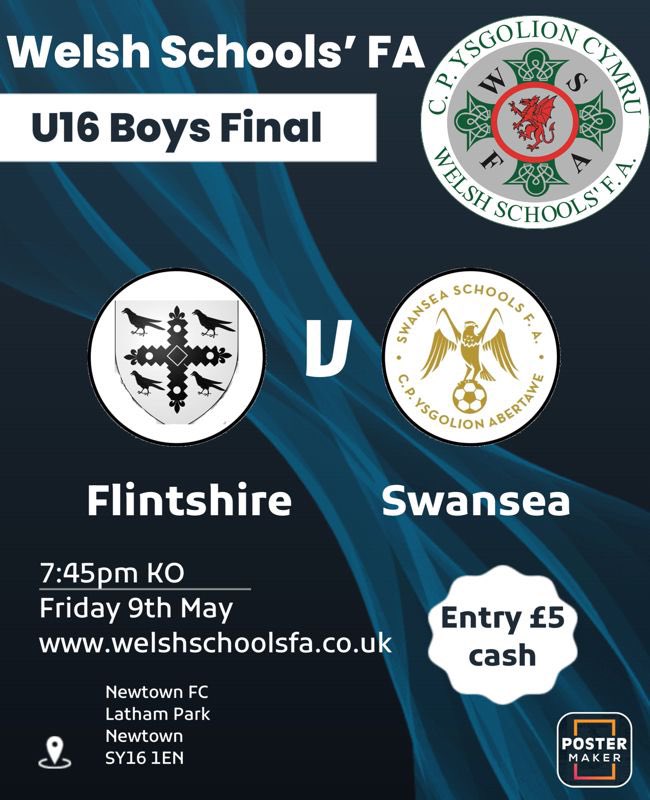 🏴󠁧󠁢󠁷󠁬󠁳󠁿U16 Inter-Association Final 🏴󠁧󠁢󠁷󠁬󠁳󠁿

Tonight we will see defending champions <a href="/DevSchoolboys/">Flintshire Schoolboys Dev</a> take on former champions <a href="/SwanseaSFA/">Swansea Schools F.A.</a> at <a href="/NewtownAFC/">Newtown AFC</a> 

Good luck to both squads in their final appearance representing their county ⚽️