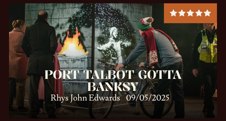 Rhys John Edwards (@rhysjohnedwards) on Twitter photo ‘Port Talbot Gotta Banksy’ is an absolute must-see! Adored it.
<a href="/ShermanTheatre/">Sherman Theatre / Theatr y Sherman</a>
Full review up <a href="/PlaystoSee/">PlaysToSee</a>
playstosee.com/reviews/uk-rev… ‘Port Talbot Gotta Banksy’ is an absolute must-see! Adored it.
<a href="/ShermanTheatre/">Sherman Theatre / Theatr y Sherman</a>
Full review up <a href="/PlaystoSee/">PlaysToSee</a>
playstosee.com/reviews/uk-rev…