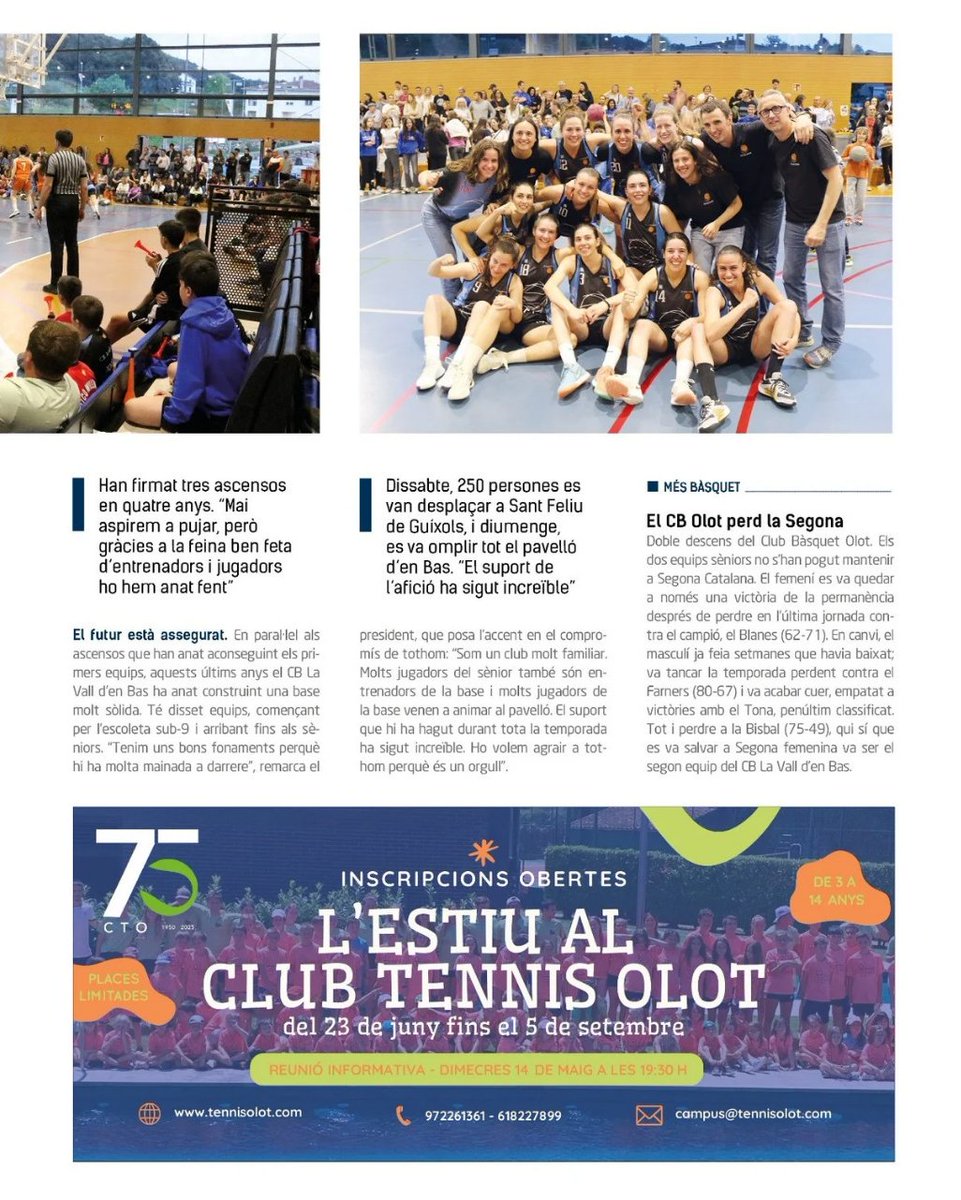 📝 A l'edició d'aquesta setmana de La Comarca ens han dedicat aquest meravellós article que repassa la temporada dels dos sèniors i fa balanç del que hem aconseguit com a club aquests últims anys. 🏀

😍 Moltíssimes gràcies <a href="/LaComarcadOlot/">La Comarca d'Olot</a>

🔵⚫

#SomhiEnbas #LaVallBull #FemClub