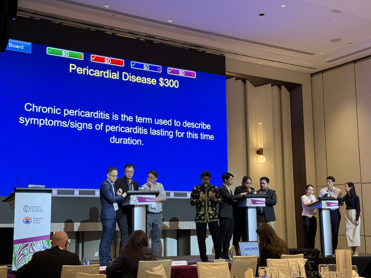 Nosheen Reza, MD, MS (@noshreza) on Twitter photo This <a href="/ACCinTouch/">American College of Cardiology</a> tradition is always entertaining & educational, no matter where it’s played
What is #ACCFIT Jeopardy!
#ACC25 International Chapter 🏆 Singapore 🇸🇬vs. Malaysia 🇲🇾 & Philippines 🇵🇭 #ACCAsia
Excellent judging by Presidential team <a href="/ChrisKramerMD/">Christopher Kramer MD</a> & <a href="/Drroxmehran/">Dr Roxana Mehran</a> ⚖️ This <a href="/ACCinTouch/">American College of Cardiology</a> tradition is always entertaining & educational, no matter where it’s played
What is #ACCFIT Jeopardy!
#ACC25 International Chapter 🏆 Singapore 🇸🇬vs. Malaysia 🇲🇾 & Philippines 🇵🇭 #ACCAsia
Excellent judging by Presidential team <a href="/ChrisKramerMD/">Christopher Kramer MD</a> & <a href="/Drroxmehran/">Dr Roxana Mehran</a> ⚖️