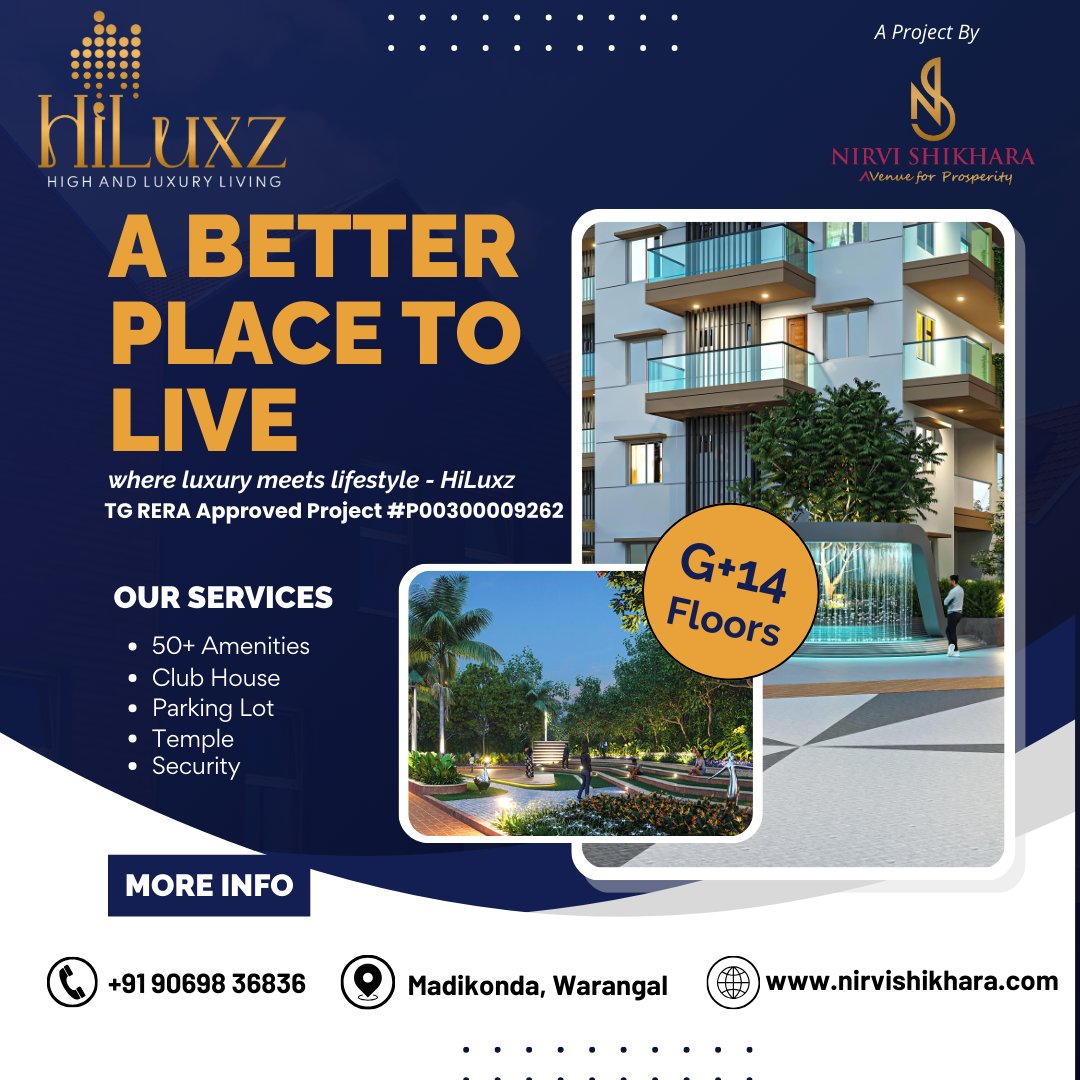 nirvishikhara's tweet photo. 🏡 𝐀 𝐁𝐞𝐭𝐭𝐞𝐫 𝐏𝐥𝐚𝐜𝐞 𝐭𝐨 𝐋𝐢𝐯𝐞 – 𝐇𝐢𝐋𝐮𝐱𝐳

Step into a world of premium living with G+14 Floors of thoughtfully designed homes in Madikonda, Warangal.

#HiLuxzLiving #LuxuryHomes #Warangal #SmartInvestment #ClubHouseLife #NirviShikhara #Madikonda #GPlus14Living https://t.co/63ZbPd6K8t