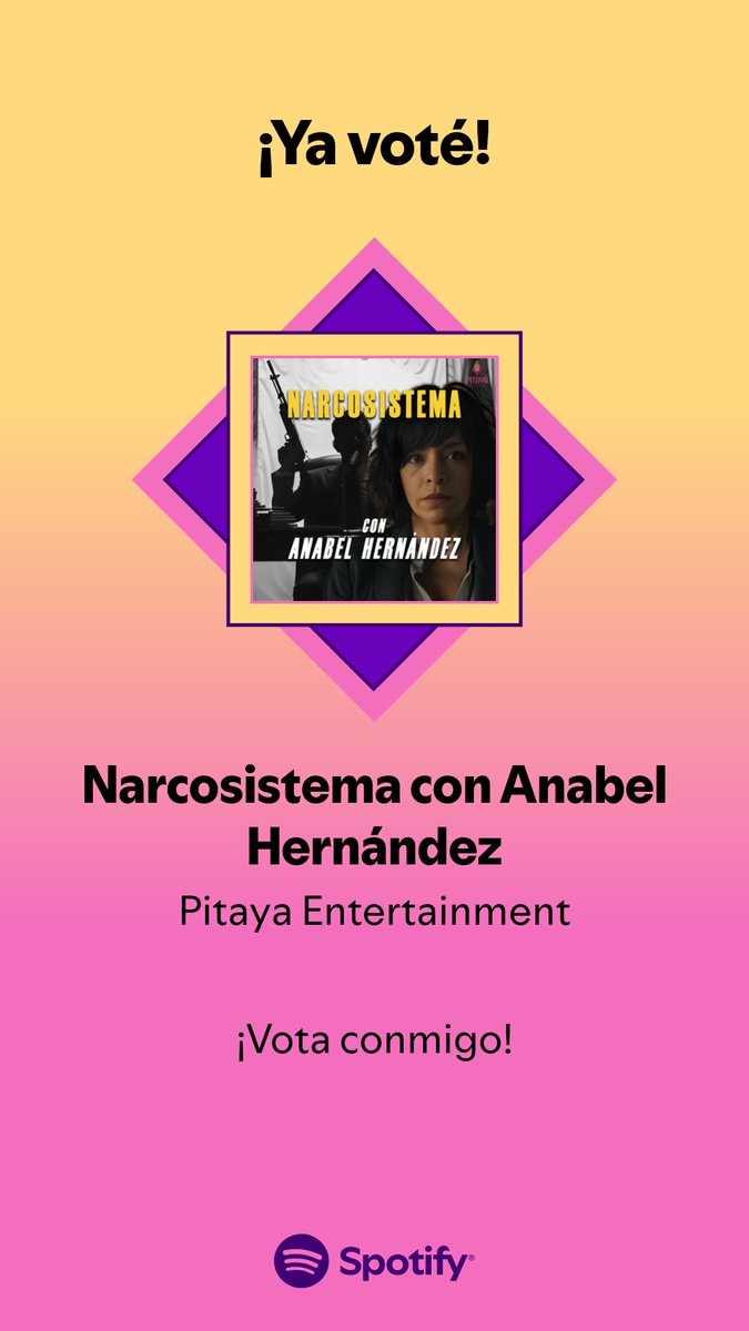 Acabo de votar para ayudar a decidir qué show ganará en los Spotify Podcast Awards.

Checa esta playlist y únete a la votación.  open.spotify.com/playlist/37i9d…