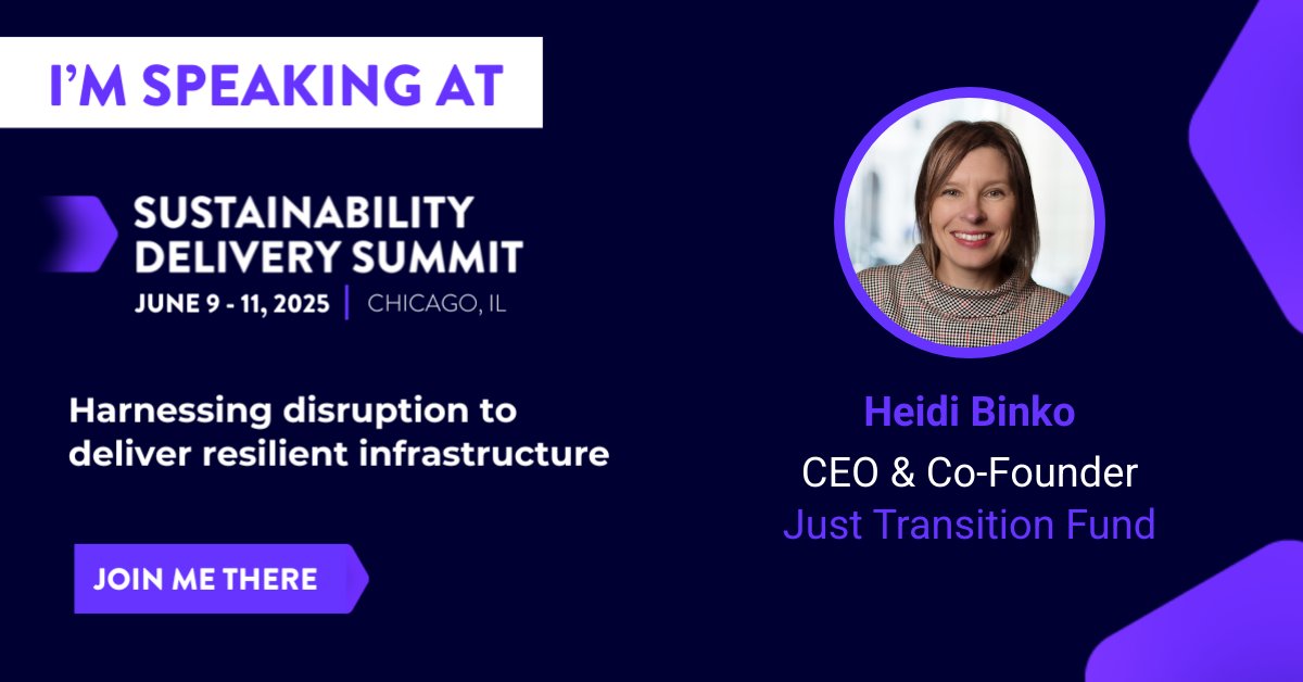 See you next month at the 2025 #SustainabilityDeliverySummit in #Chicago! Catch JTF CEO &amp; Co-Founder <a href="/HeidiBinko/">Heidi Binko</a>  as a panelist sharing how #energycommunities can overcome #transition challenges and strengthen their economies. zurl.co/VVODb