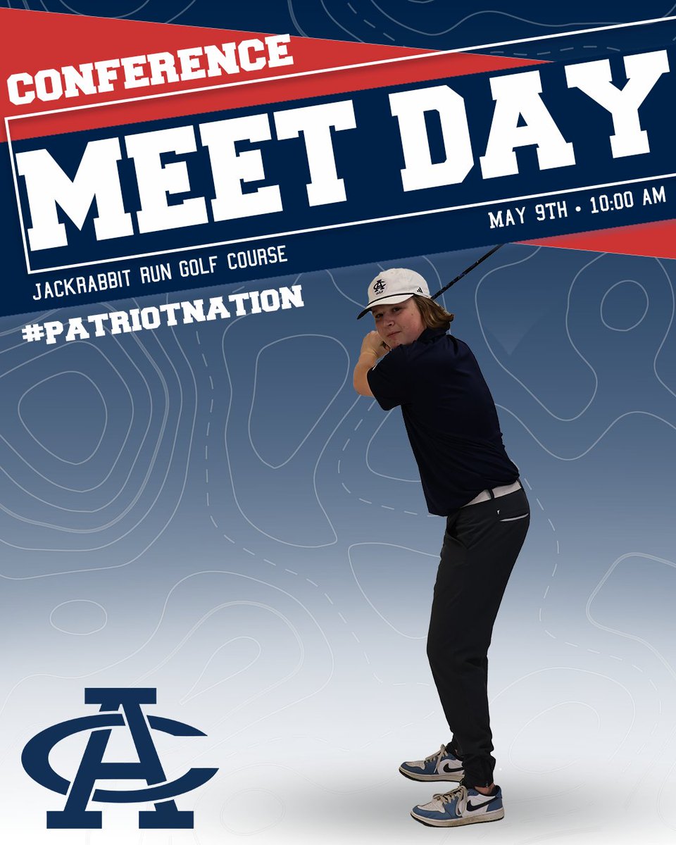 ⛳Golf Meet Day! ⛳
Good luck to the Adams Central golf team as they compete in Conference today!

📍Jackrabbit Run Golf Course
📅 Friday, May 9
🕒 10:00 am
#PatriotNation

＊Graphic credit- Tanner Kauffman, freshman