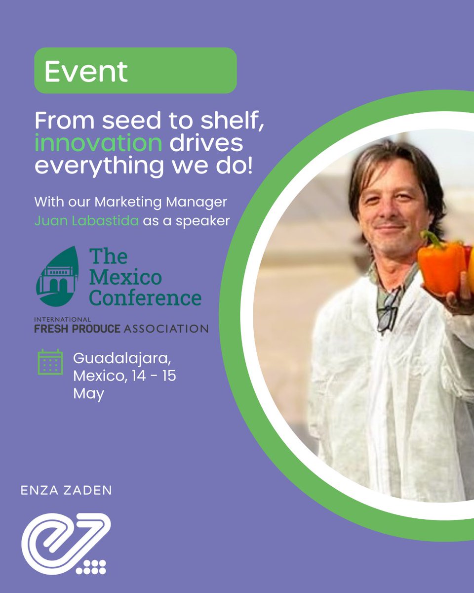 Join us at the IFPA Mexico Conference 🍅 

Interested? Register here ➡️The Mexico Conference

📍 See you in Guadalajara, Mexico! 

#EnzaZaden #BreedingToFeedTheWorld #ShoulderToShoulder #IFPAMexico
