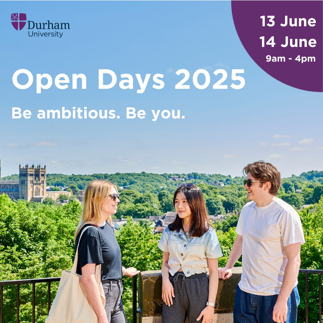 Our Undergraduate Pre-application Open Days are now open for booking! Join us on Friday, 13 June and Saturday, 14 June, to discover what a future here at Durham University would look like. 👋

Book your place now: brnw.ch/21wSwWD