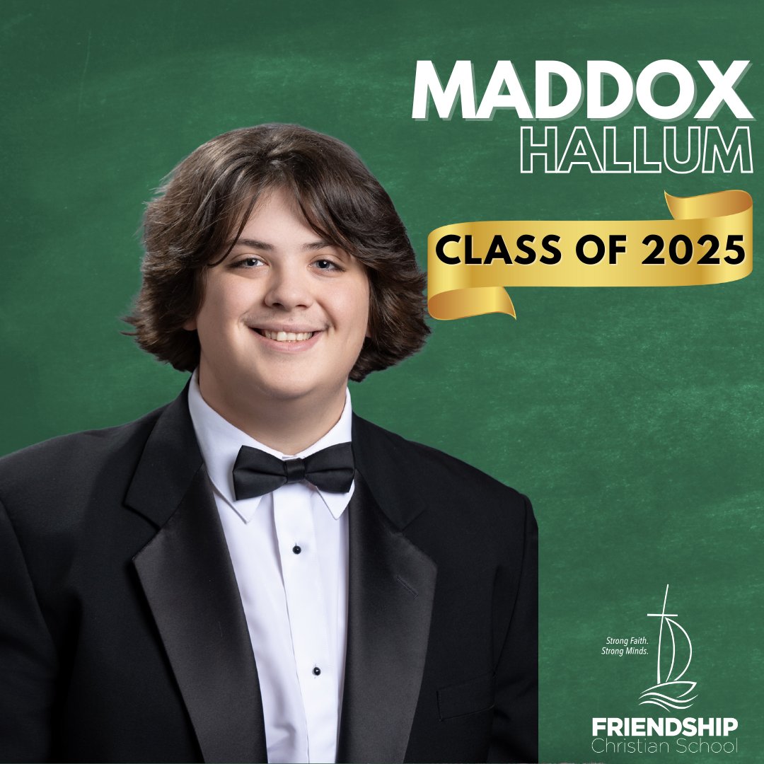 Maddox Hallum has attended FCS for 7 years. Following graduation, he plans to attend Middle Tennessee State University to study Data Analytics! Congratulations Maddox!🎓