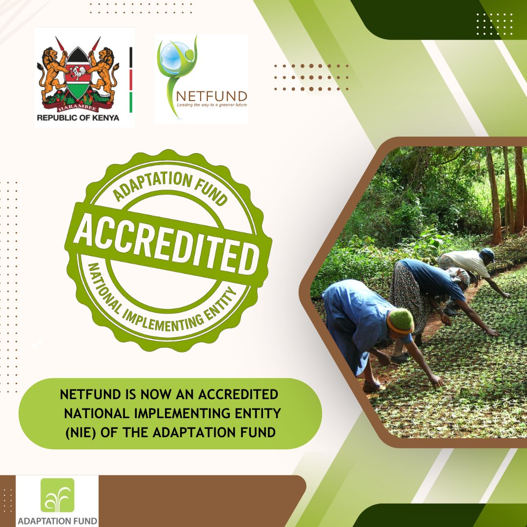 UPDATE: NETFUND HAS BEEN ACCREDITED AS A NATIONAL IMPLEMENTING ENTITY (NIE) OF THE ADAPTATION FUND

The Board of the Adaptation Fund (AF) has accredited The National Environment Trust Fund (NETFUND) as its 36th National Implementing Entity (NIE) during its recent 44th meeting in