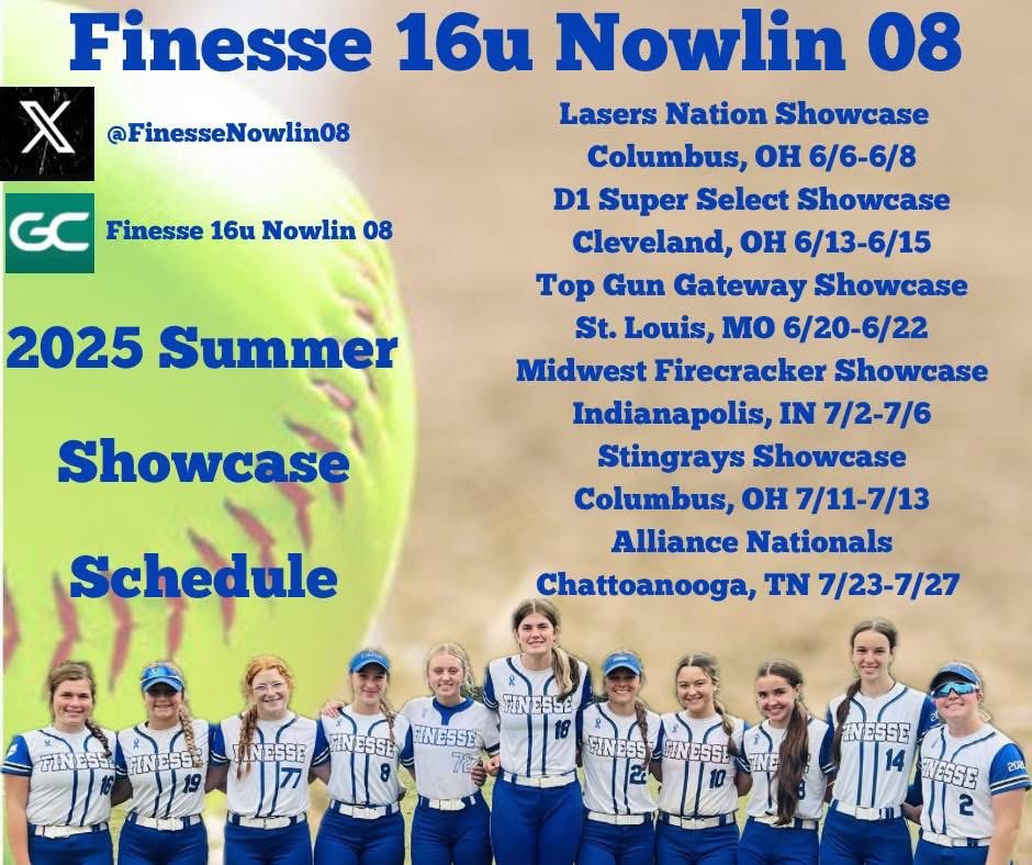 FinesseNowlin08's tweet image. Can’t wait for a great summer of competition for this talented group!!
💙🖤💙🖤 @FinesseOrg @thealliancefp @ShowcaseSheer @tagupSoftball @d1fastpitch1 @LaserShowcase @AllianceOpenNat