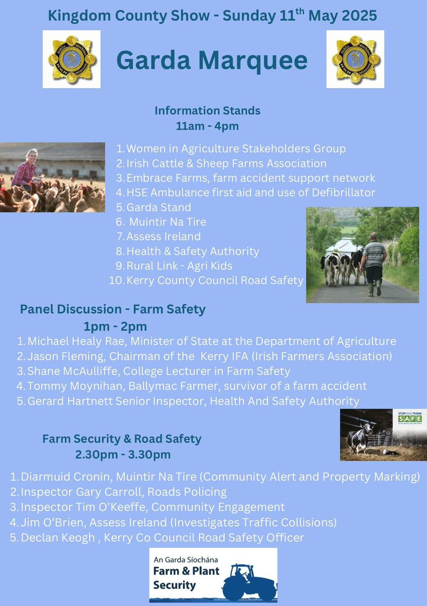 Kerry Co. Co. will join members of An Garda Síochána and other road safety stakeholders at the Kingdom County Show this Sunday. 

Our Road Safety Officer will be on hand promoting road safety and engaging with the public.  Please drop by if you are at the show!