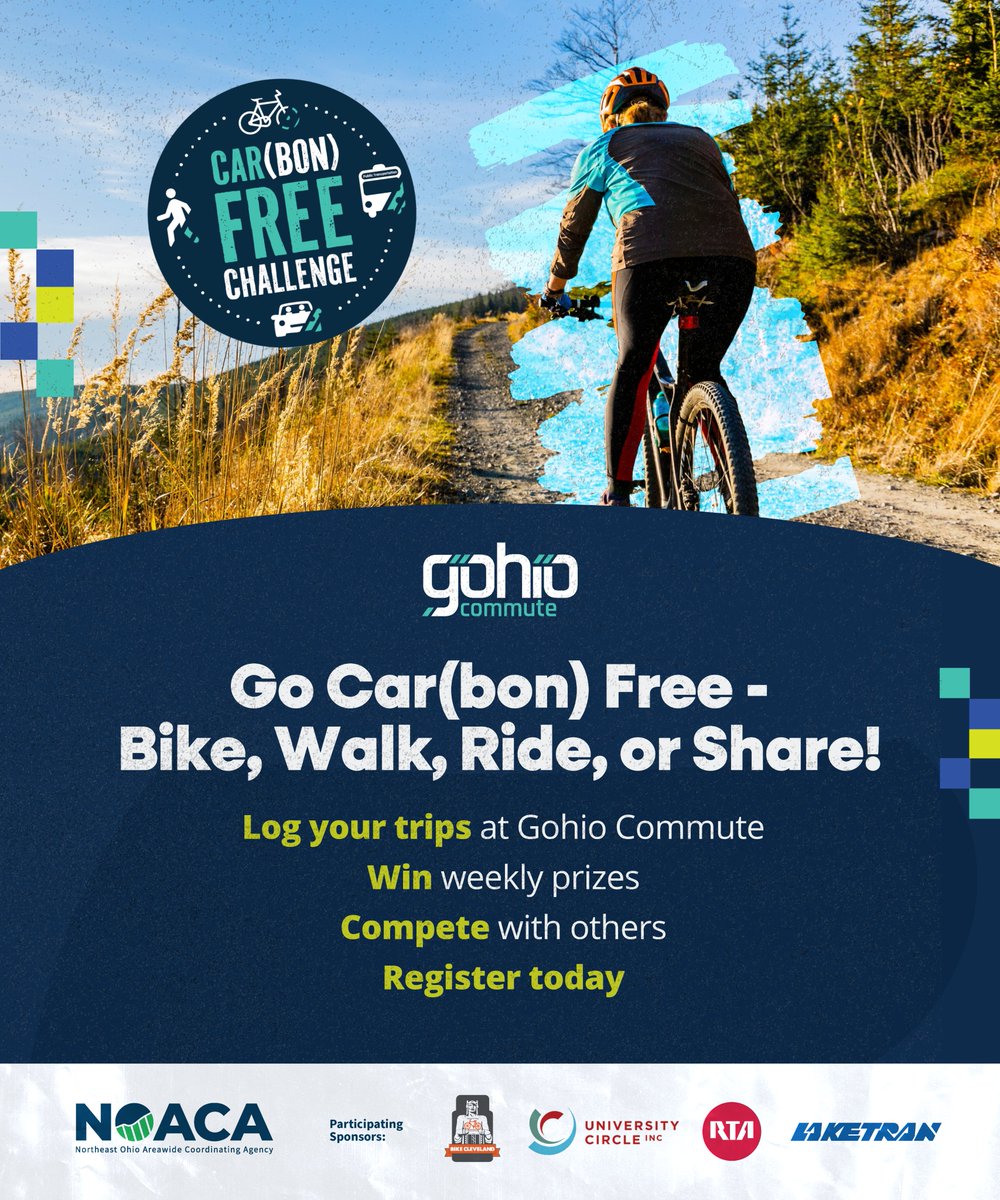 The sun is shining, the birds are chirping—perfect weather to leave the car behind! Whether it's walking, biking, or taking the bus, enjoy the great outdoors while earning rewards in the Go (CAR)bon Free Challenge. Get started at gohiocommute.com/#/pages/about-… today!