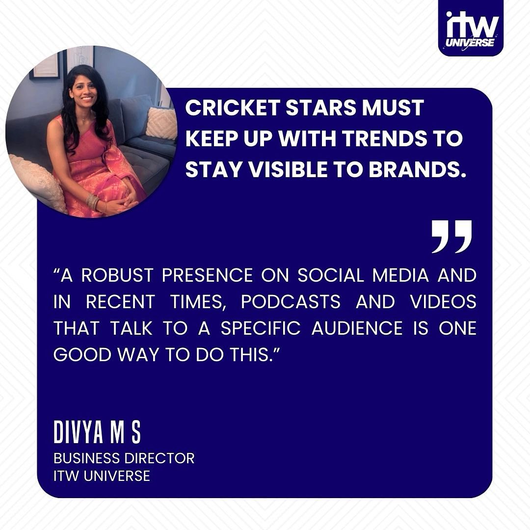 Divya MS, Business Director at ITW Universe, shares her insights with Christina Moniz from <a href="/FinancialXpress/">Financial Express</a> how cricketers must explore diverse strategies to strengthen their personal brand value. 🏆🏏 

To read more: epaper.financialexpress.com/m5/4007115/Del… 

#Brandendorsements #ITWUniverse