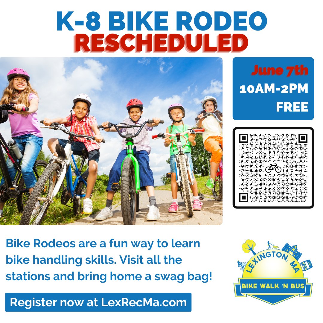 Unfortunately, the weather for tomorrow is looking rainy, so we're rescheduling the Bike Rodeo for Saturday, June 7th. 😭Have a great weekend!