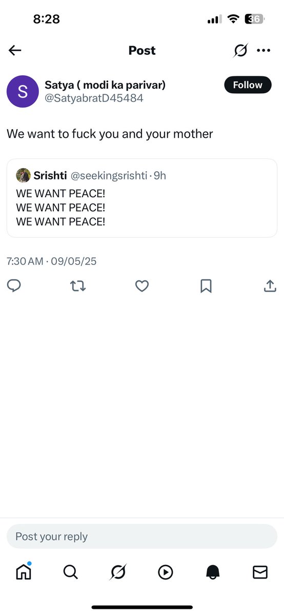 I am facing relentless sexual trolling for merely calling for peace. It is not just me. Anyone daring to demand peace is exposing our nation's darkest fault lines.

#IndiaPakistanWar