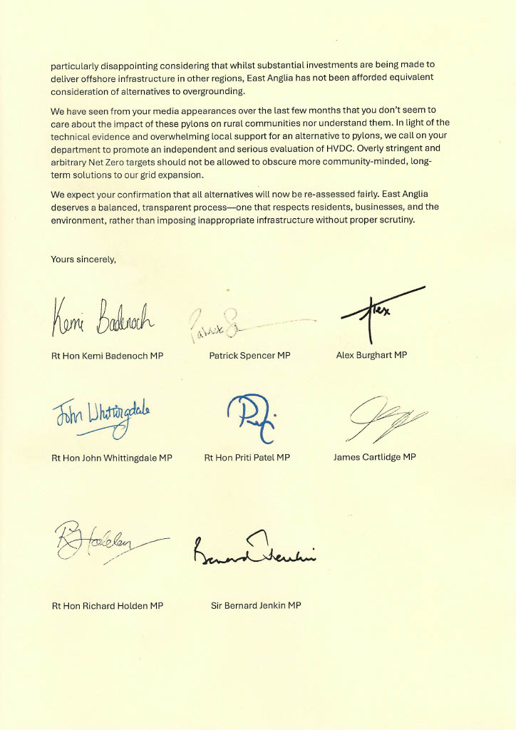 As a group of East Anglian &amp; Essex MPs we have written to the Energy Secretary urging him once again to assess alternatives to the pylon proposals for Norwich to Tilbury👇