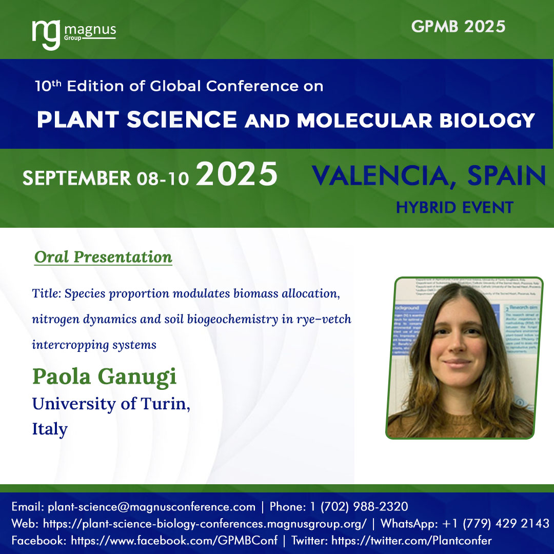 Plantconfer's tweet image. 🌿 A warm welcome to Paola Ganugi from Italy, who will be joining us this September in Valencia for @Plantconfer, proudly hosted by @magnus_group
🔗 Registration: …e-biology-conferences.magnusgroup.org
Let’s plant the seeds for a better future — together!
#plantscienceconference