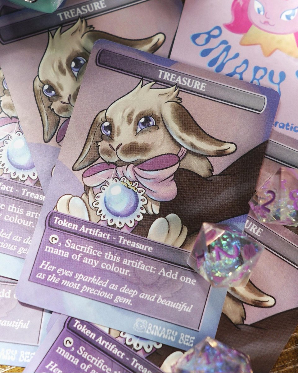 They're done! My bunny tokens are ready and just in time for #CommandFest ✨️ We have Clue, Dragon, and Treasure! I had so much fun making these, and I love how they turned out! If you see me please ask me for one, I have lots to hand out 😇

#CommandFest2025 #MTG  #Tarkir
