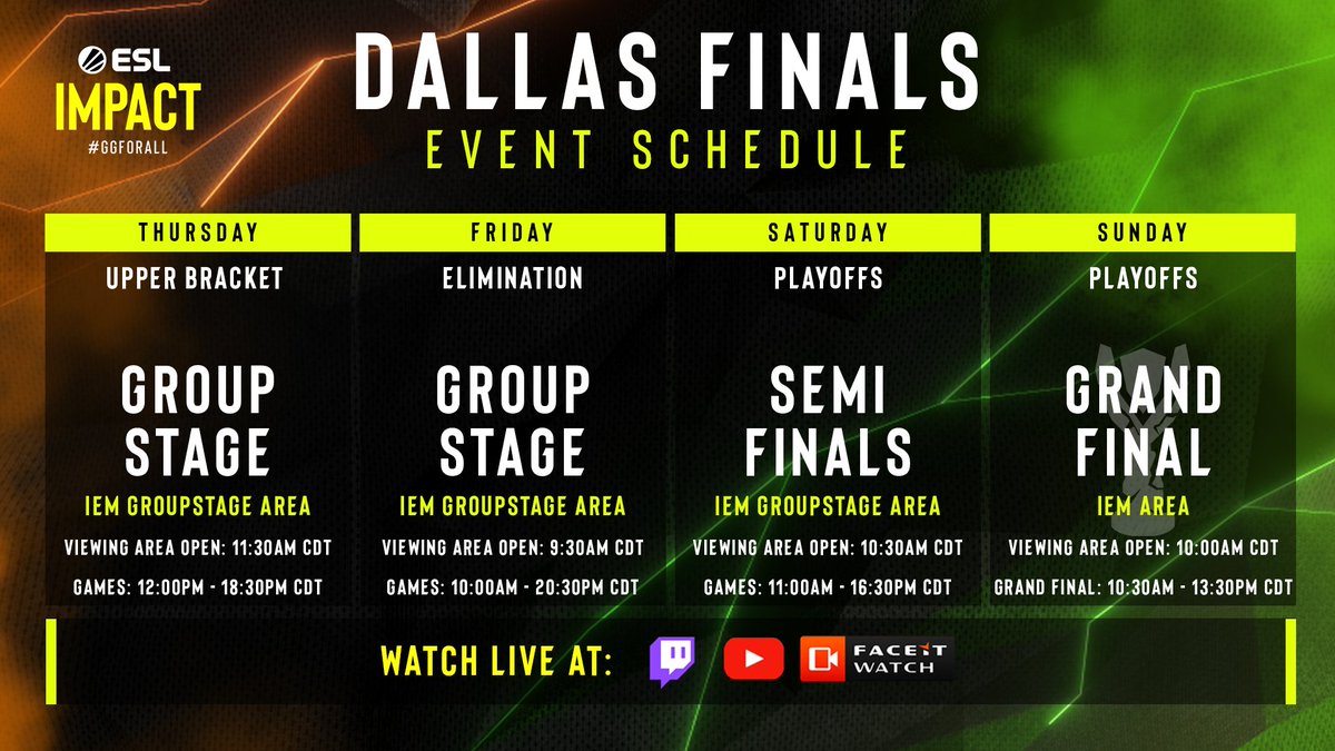 Following our previous announcement regarding the changes to the #ESLImpact Dallas Finals schedule and stage area, we are happy to announce that a viewing area will be available for all fans attending <a href="/DreamHack/">DreamHack</a>  Dallas 2025!

For more info check out the blog post below 👇