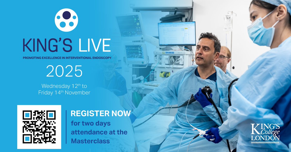 Registration is now open for this years King's Live! Joinn us for our 15th anniversary!  From the 12th -14th November. Hands-on workshops will be held on the 12th, followed by 2days of live interactive #endoscopy cases!
please follow the link below kingslive.co.uk