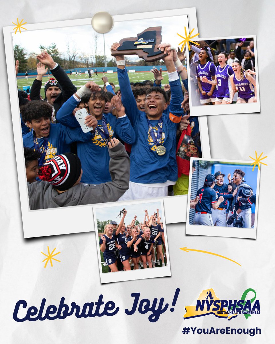 NYSPHSAA (@nysphsaa) on Twitter photo Get up, it's time to CELEBRATE!🎉✨
Joy is essential to mental health. What made you smile this week?
#CheckInChallenge #NYSPHSAA #YouAreEnough
<a href="/NYSPHSAAFund/">NYSPHSAA Foundation</a> Get up, it's time to CELEBRATE!🎉✨
Joy is essential to mental health. What made you smile this week?
#CheckInChallenge #NYSPHSAA #YouAreEnough
<a href="/NYSPHSAAFund/">NYSPHSAA Foundation</a>