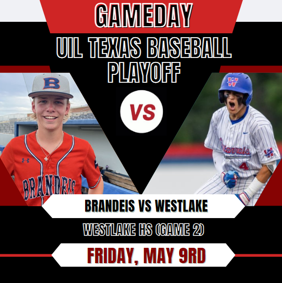 Texas UIL SPORTS (@texasuil_sport) on Twitter photo 🔥⚾️ UIL Texas Baseball playoff
Brandeis vs Westlake
📺Livestream: bit.ly/4B0J7BL
🔹 Friday.May.9rd
🔹 6p.
<a href="/WHSChapBaseball/">Westlake High School Baseball</a> <a href="/BroncoHardball/">Brandeis HS Baseball</a> <a href="/Westlake_Nation/">WestlakeNation</a> <a href="/WHSChaps/">Westlake High School</a> <a href="/BroncosBrandeis/">Brandeis Broncos Athletic Booster Club</a> <a href="/Lanejohnson2027/">Lane Johnson</a> <a href="/DMcGhee3/">David McGhee</a> <a href="/CorbinCasteel/">CC</a> <a href="/Coach_ADukes/">Ashley Dukes</a> <a href="/hayes_b_19/">Hayes Brodhead</a> <a href="/Rojo1032/">Rob Johnson</a> 🔥⚾️ UIL Texas Baseball playoff
Brandeis vs Westlake
📺Livestream: bit.ly/4B0J7BL
🔹 Friday.May.9rd
🔹 6p.
<a href="/WHSChapBaseball/">Westlake High School Baseball</a> <a href="/BroncoHardball/">Brandeis HS Baseball</a> <a href="/Westlake_Nation/">WestlakeNation</a> <a href="/WHSChaps/">Westlake High School</a> <a href="/BroncosBrandeis/">Brandeis Broncos Athletic Booster Club</a> <a href="/Lanejohnson2027/">Lane Johnson</a> <a href="/DMcGhee3/">David McGhee</a> <a href="/CorbinCasteel/">CC</a> <a href="/Coach_ADukes/">Ashley Dukes</a> <a href="/hayes_b_19/">Hayes Brodhead</a> <a href="/Rojo1032/">Rob Johnson</a>