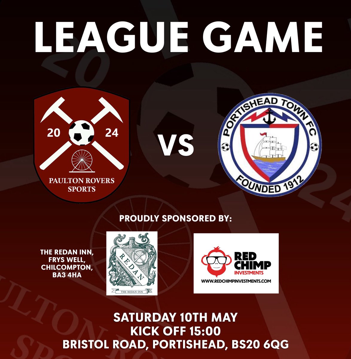 This Saturday is our final game of the 2024/2025 season. We are away to Portishead. 

All details below ⬇️