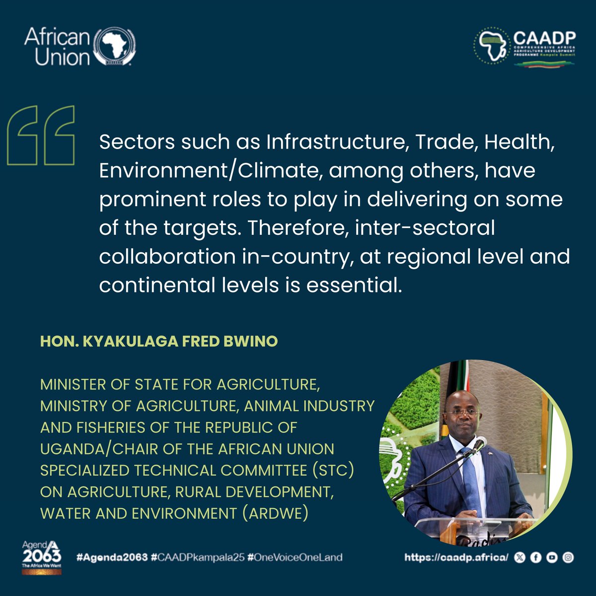 AUC CAADP (@auc_caadp) on Twitter photo What actions can governments take to support the implementation of the Kampala Declaration? The Kampala Declaration: A roadmap for a food-secure and prosperous Africa. Let's work together to make it a reality.
#CAADP2025 #AgrifoodTransformation #Agenda2063 <a href="/ecowas_cedeao/">Ecowas - Cedeao</a> <a href="/jumuiya/">East African Community</a> What actions can governments take to support the implementation of the Kampala Declaration? The Kampala Declaration: A roadmap for a food-secure and prosperous Africa. Let's work together to make it a reality.
#CAADP2025 #AgrifoodTransformation #Agenda2063 <a href="/ecowas_cedeao/">Ecowas - Cedeao</a> <a href="/jumuiya/">East African Community</a>