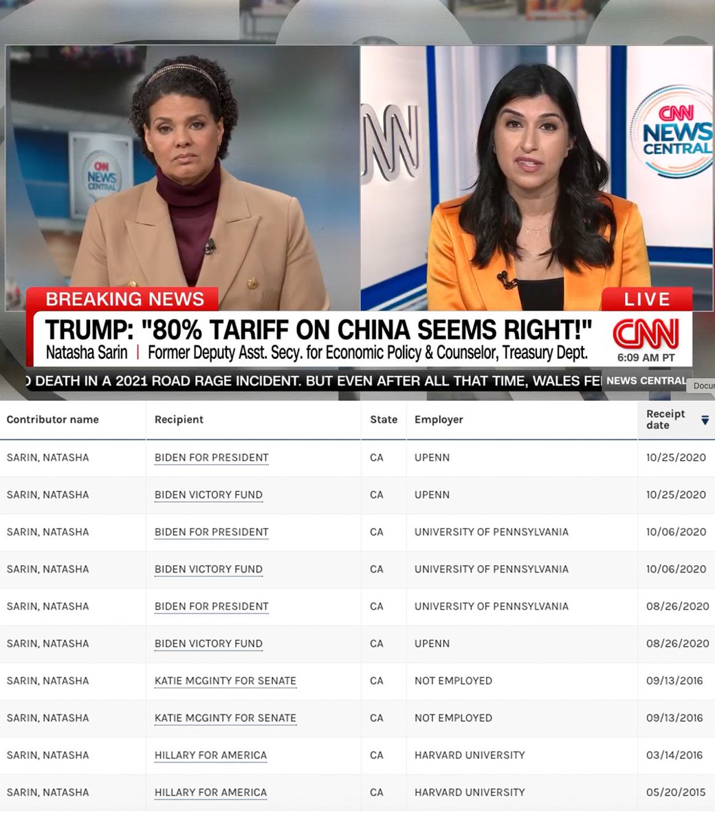 Steven Cheung (@stevencheung47) on Twitter photo CNN refuses to disclose the truth about their "experts" who are actually Biden staffers and Democrat donors. None of these people like <a href="/NatashaRSarin/">Natasha Sarin</a> can be trusted. CNN refuses to disclose the truth about their "experts" who are actually Biden staffers and Democrat donors. None of these people like <a href="/NatashaRSarin/">Natasha Sarin</a> can be trusted.