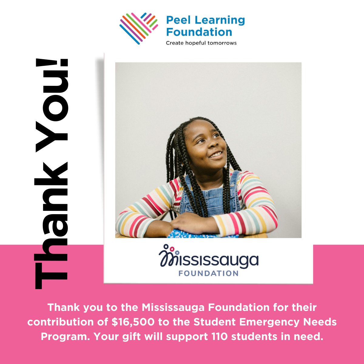Peel Learning Foundation (@peellearningfdn) on Twitter photo PLF gratefully acknowledges the financial support from the <a href="/MississaugaFnd/">Mississauga Foundation</a> Pendle Fund for the Student Emergency Needs Program. Thank you for your donation that will be used to help students in need overcome barriers related to poverty. PLF gratefully acknowledges the financial support from the <a href="/MississaugaFnd/">Mississauga Foundation</a> Pendle Fund for the Student Emergency Needs Program. Thank you for your donation that will be used to help students in need overcome barriers related to poverty.