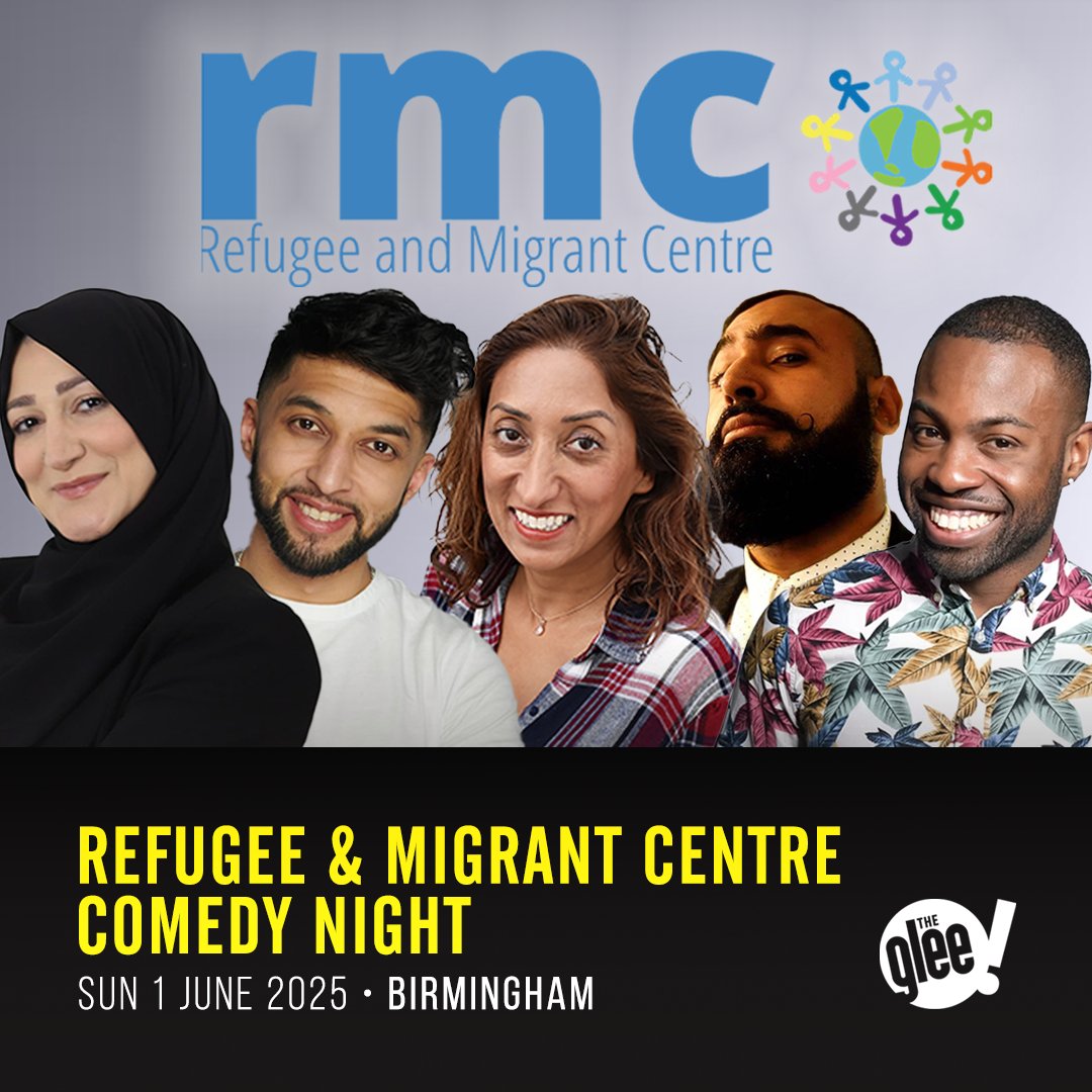📣 NEW SHOW: Join us on Sun 1st June 2025 for a night in aid of the <a href="/RMCentre/">Refugee and Migrant Centre🧡</a>!

Featuring host Shreen Mahmood and the hysterical <a href="/JayDroch/">Jay Droch</a>, <a href="/SMASHBengali/">Hashu</a>, <a href="/shaziamirza1/">Shazia Mirza</a> &amp; Darren Harriott

Tickets &amp; info 👉 bit.ly/RMCGlee