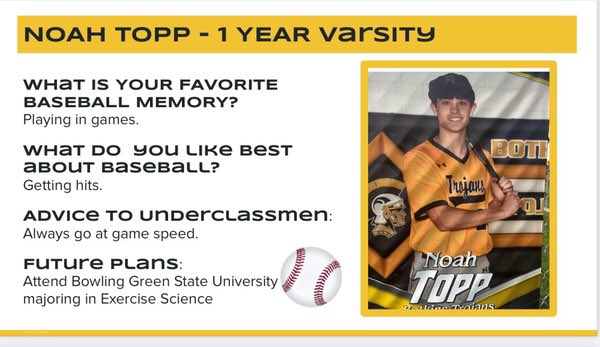 BaseballBotkins's tweet image. It’s senior day for Botkins baseball! Check out our senior spotlights.

Go Trojans!