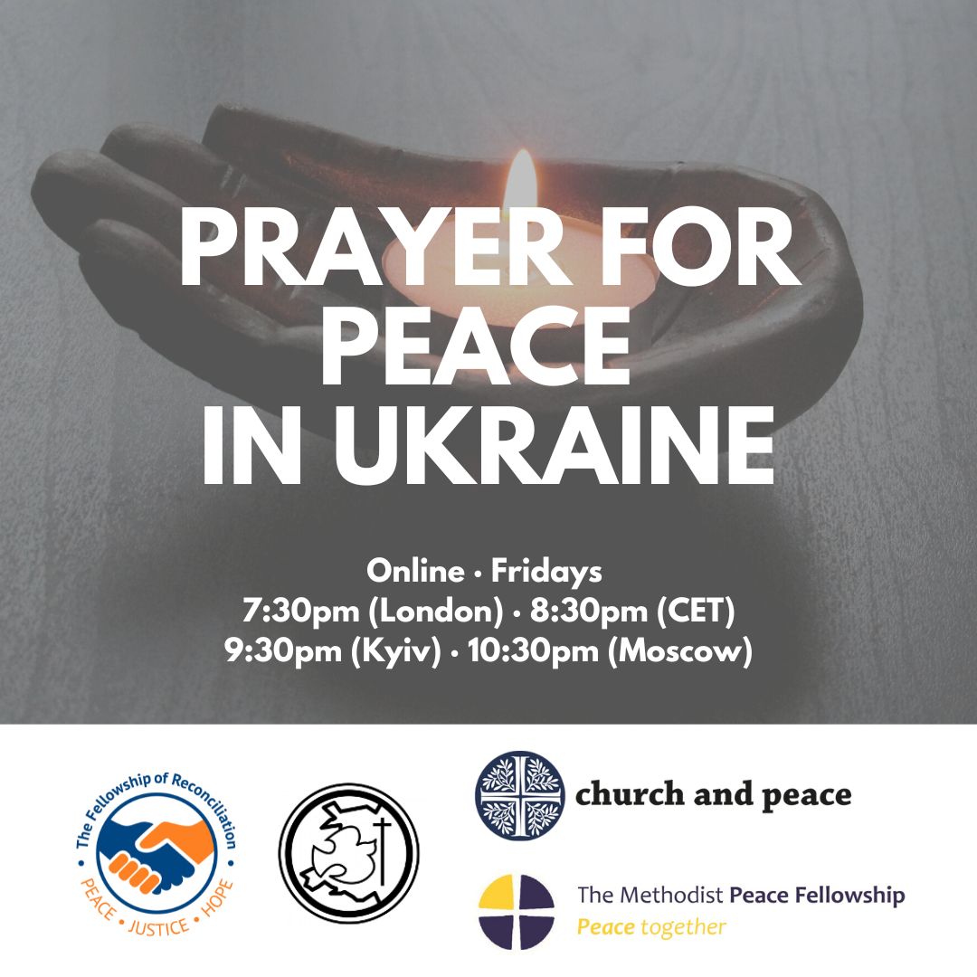 Tonight at 7.30pm UK time, 8.30pm CET we gather to pray for Peace in Ukraine and around the world.

Prayers will be lead by our friends in the Anglican Pacifist Fellowship with a focus on VE Day and International Conscientious Objectors Day.

All welcome: loom.ly/W4JNy0Y