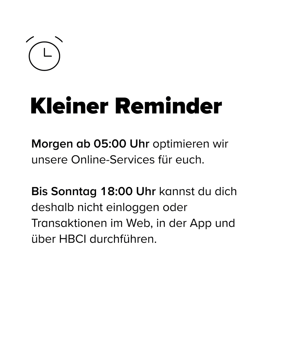 🔔 Unser Reminder zu den anstehenden Systemarbeiten am Wochenende