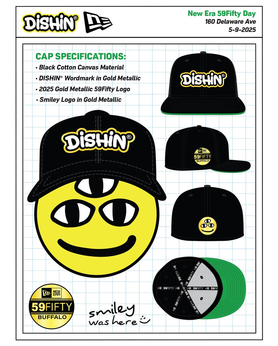 TODAY! Get over to <a href="/NewEraCap/">New Era Cap</a> at 10am for our DISHIN® 59Fifty Day exclusive. First come, first serve. 160 Delaware Ave ✨