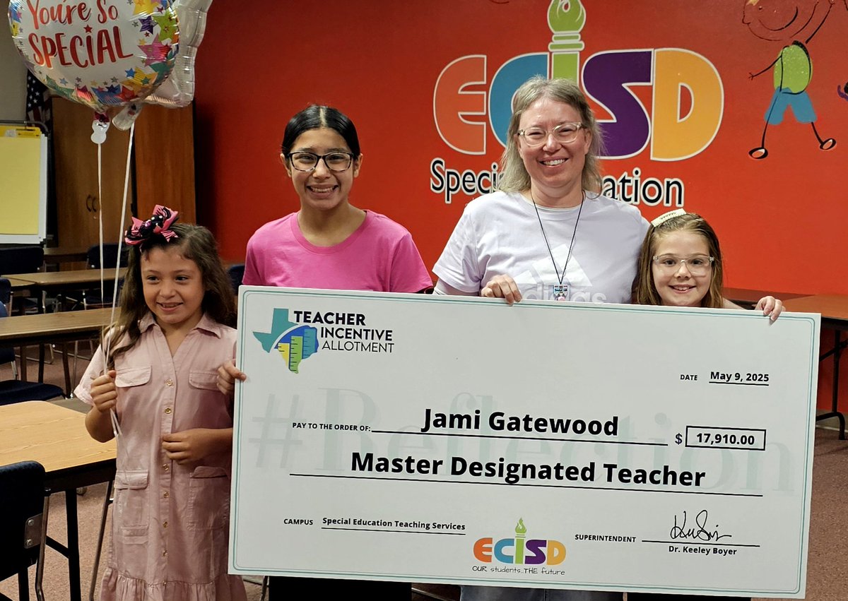 We’re beaming with pride! One of our incredible TVIs was honored with a big check for her outstanding work as a classroom teacher last year. Her dedication, heart, and expertise continue to inspire—and we’re lucky to have her on our team! <a href="/EctorCountyISD/">Ector County ISD</a>