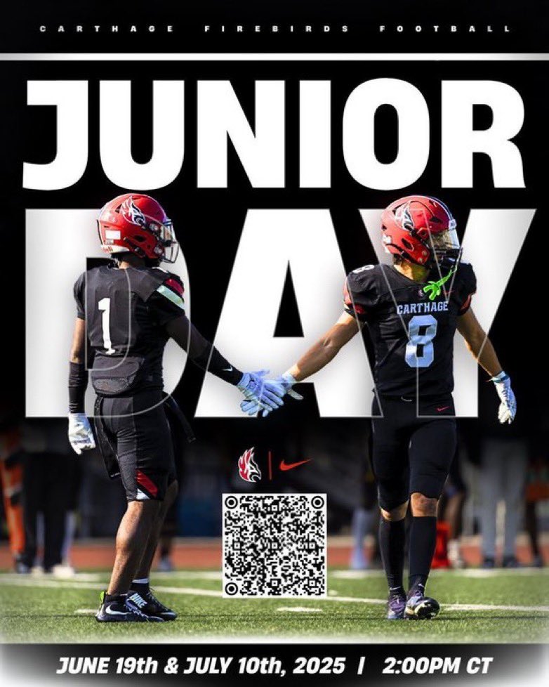Thank you to <a href="/Coachdavis3090/">Coach Davis</a> and Carthage Football for the Junior Day invite!