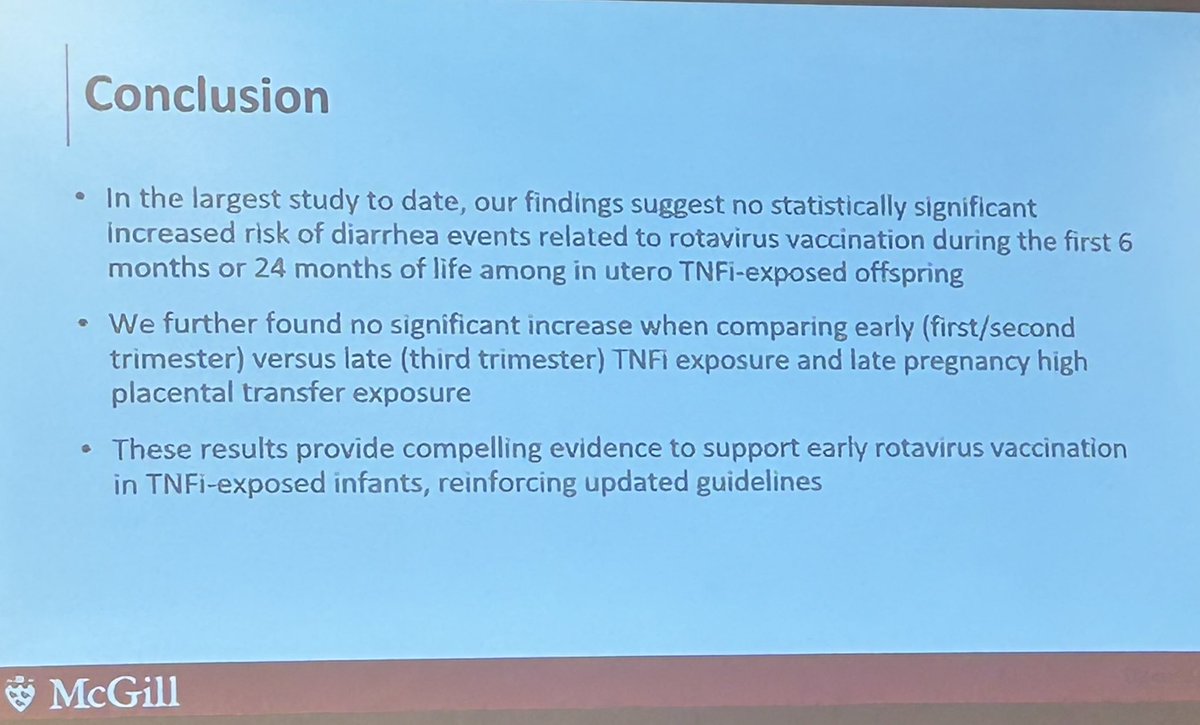 Cassy Sims, MD (@drcassysims) on Twitter photo A large study of neonates exposed to TNFi in utero (n=5,750) had no significant increase in diarrheal illness after receiving their first rotavirus vaccination in the first 6 months of life.
This data supports the 2022 ACR vaccination guidelines. <a href="/RheumNow/">Dr. John Cush</a> A large study of neonates exposed to TNFi in utero (n=5,750) had no significant increase in diarrheal illness after receiving their first rotavirus vaccination in the first 6 months of life.
This data supports the 2022 ACR vaccination guidelines. <a href="/RheumNow/">Dr. John Cush</a>