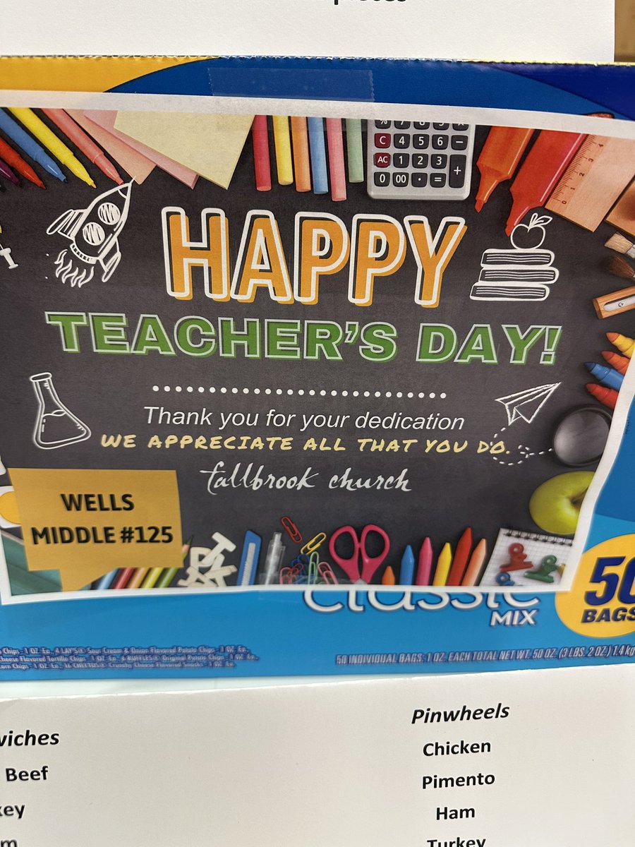 WellsWolverines's tweet image. Huuuuge shoutout to @FallbrookChurch for providing our teachers with lunch!! Smiles were from ear to ear!! Thank you!!