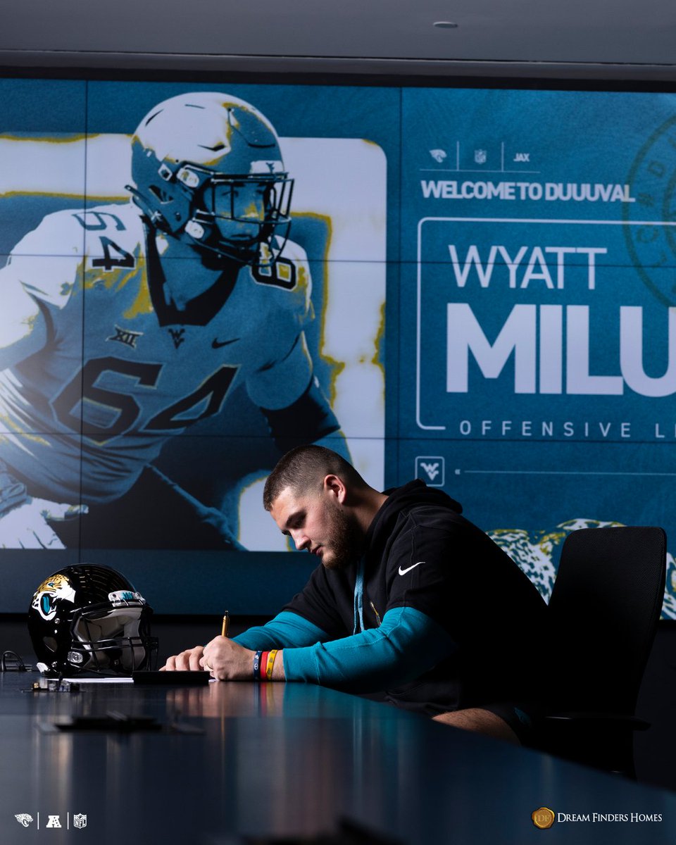 Jacksonville Jaguars (@jaguars) on Twitter photo Protector of The Bank, <a href="/MilumWyatt/">Wyatt Milum</a> 🤝
<a href="/Dream_Finders/">Dream Finders Homes</a> | #DUUUVAL Protector of The Bank, <a href="/MilumWyatt/">Wyatt Milum</a> 🤝
<a href="/Dream_Finders/">Dream Finders Homes</a> | #DUUUVAL