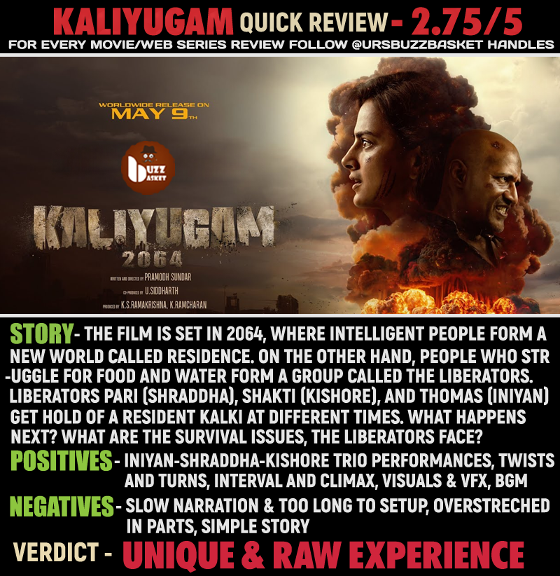 #Kaliyugam Movie Review: " Unique &amp; Raw Experience " - 2.75/5

#ShraddhaSrinath #Kishore #Iniyan #KaliyugamReview #Kaliyugam2064 #Kaliyugam2064Review