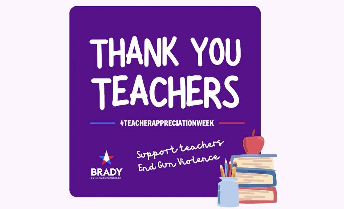 Just like we deserve safe spaces to learn, our teachers deserve a safe environment to teach. This #TeacherAppreciationWeek, let’s show our appreciation for teachers by working to #EndGunViolence in our schools and communities.