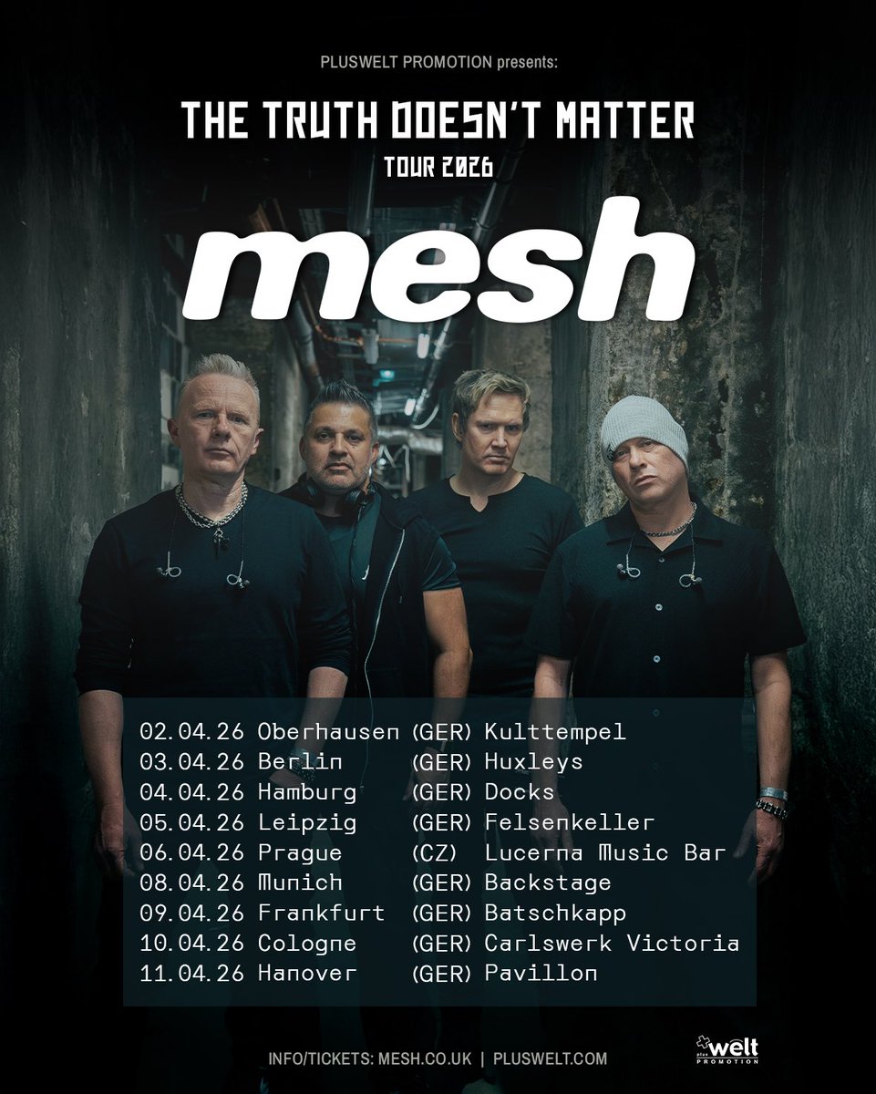 THE TRUTH DOESN'T MATTER – Tour 2026
It’s all becoming a reality. The new songs are taking shape, the energy is building, and now the first shows are booked.
We’ve missed this – and we can’t wait to bring the new material to the stage with a brand new tour.