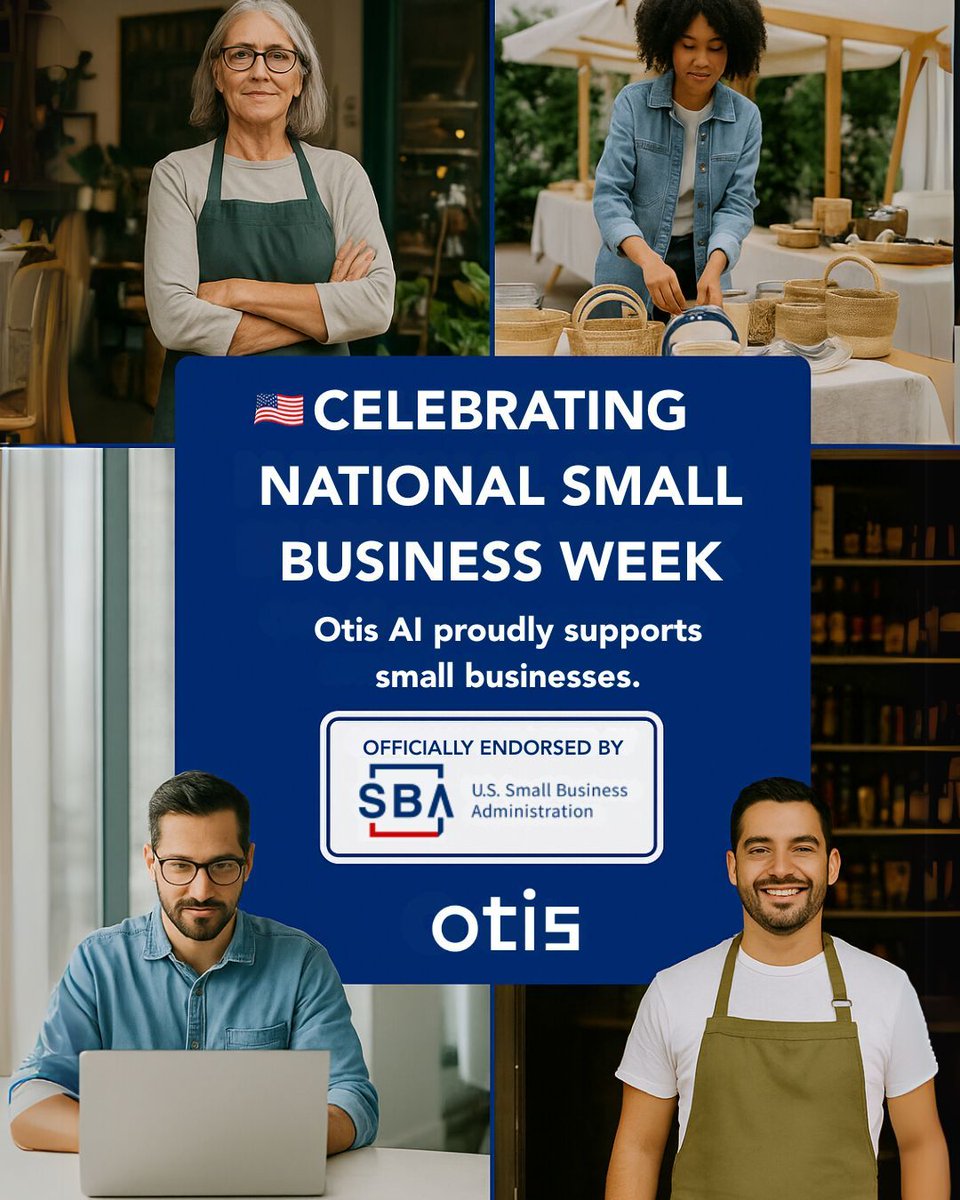 It’s #SmallBusinessWeek 🇺🇸

We're proud to support the entrepreneurs fueling America’s growth.
<a href="/otis_ai/">Otis AI</a> is officially endorsed by the <a href="/SBAgov/">SBA</a>, and we're here to help small businesses thrive with smarter, AI-powered ads.💡 

Let’s keep building together. 💪